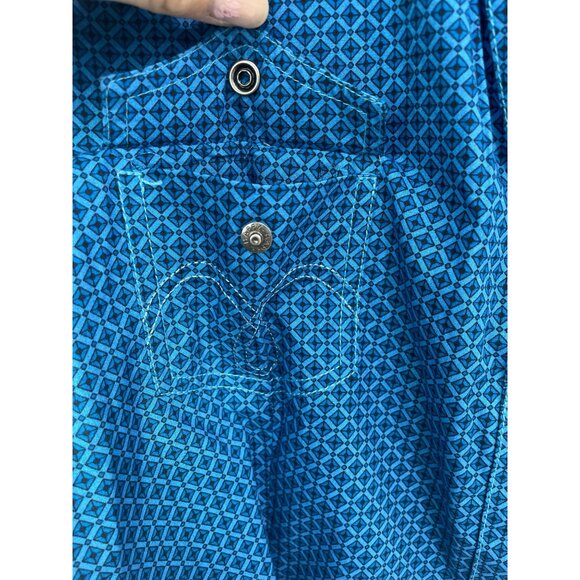 Panhandle Rough Stock Geometric Snap Front Western Shirt Men XXL Blue Ranch Farm - Picture 4 of 10